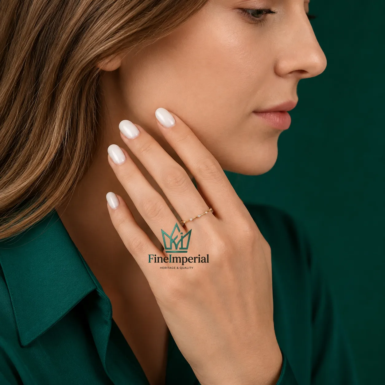 Bamboo Diamond Stacking Ring, Solid 10K 14K 18K Gold Nature Inspired Wedding Band - Image 10
