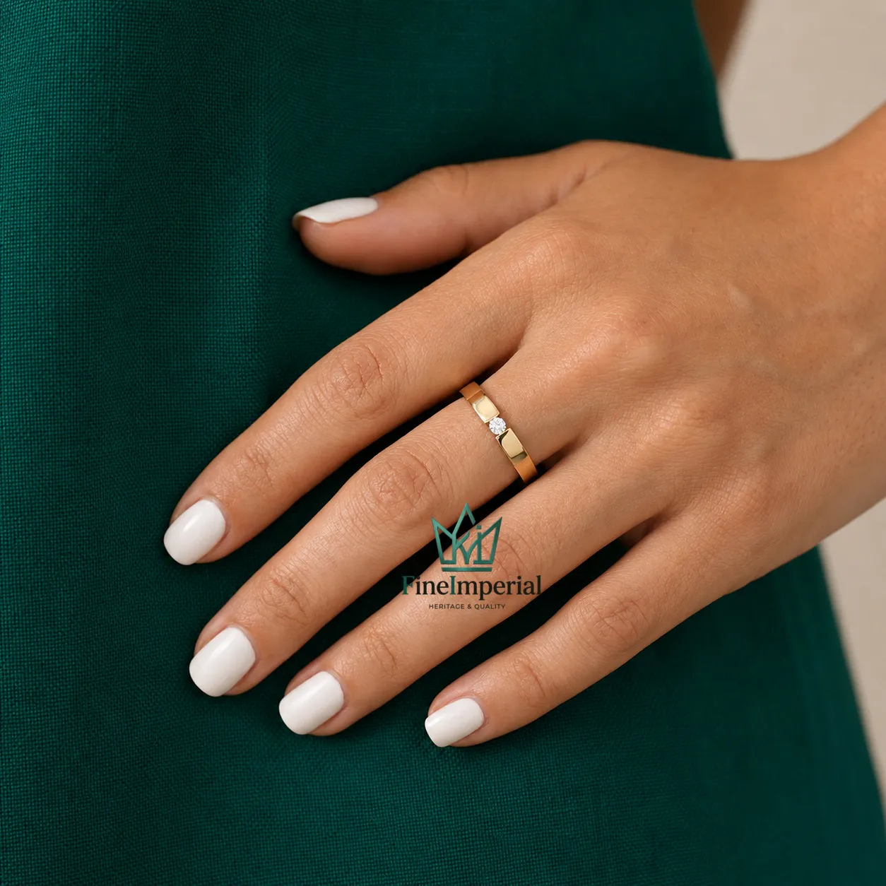 Diamond Solitaire Gold Ring, Solid 10K 14K 18K Gold Pinky Ring, Dainty Promise Stackable Ring - Image 2