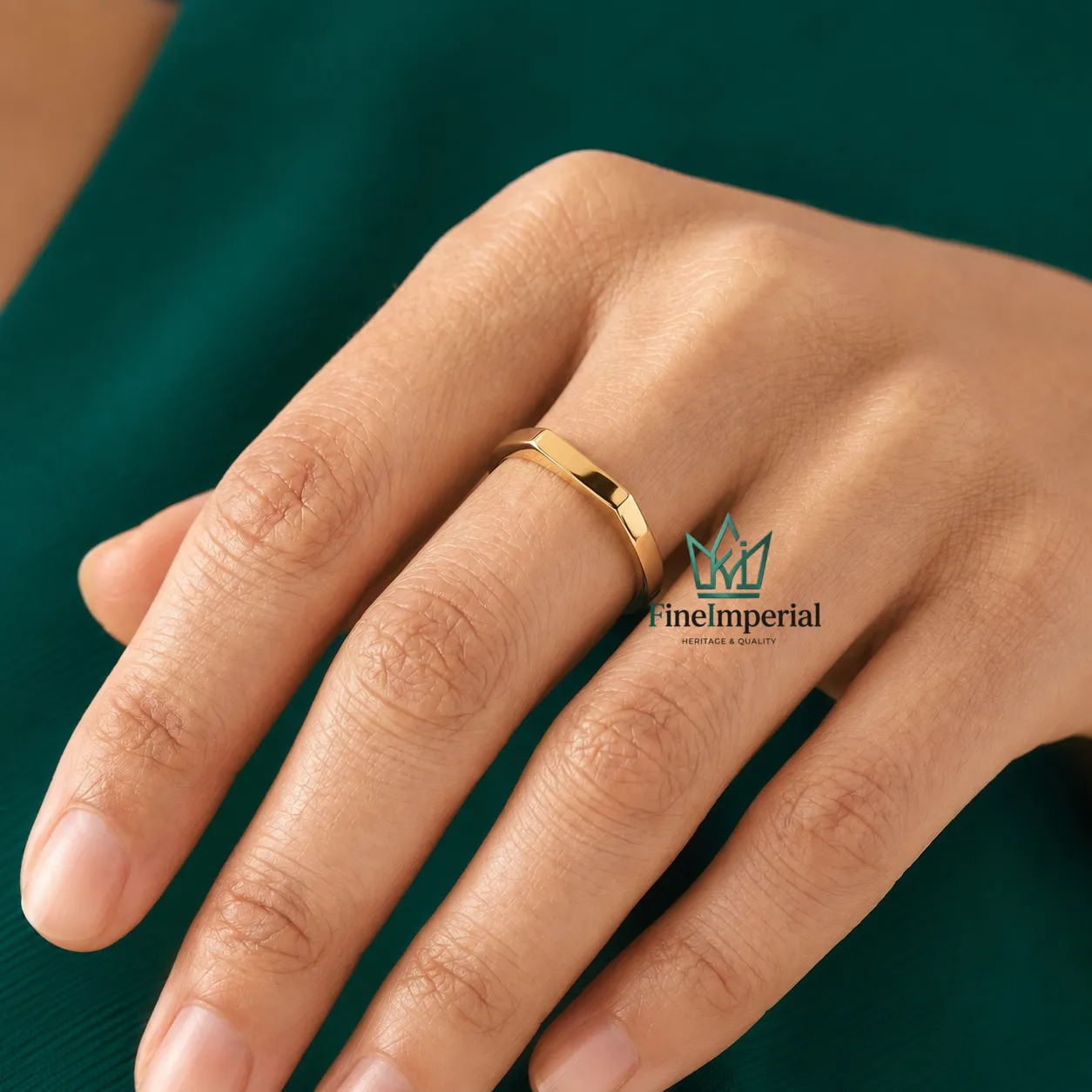 Bar Signet Gold Ring, Solid 10K 14K 18K Gold Rectangle Pinky Ring, Personalized Name Ring - Image 4
