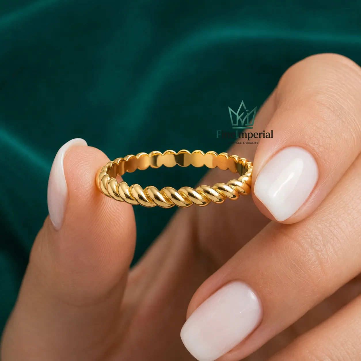 2mm 3mm Twisted Rope Gold Wedding Band, Solid 10K 14K 18K Gold, Handmade Stacking Ring - Image 2