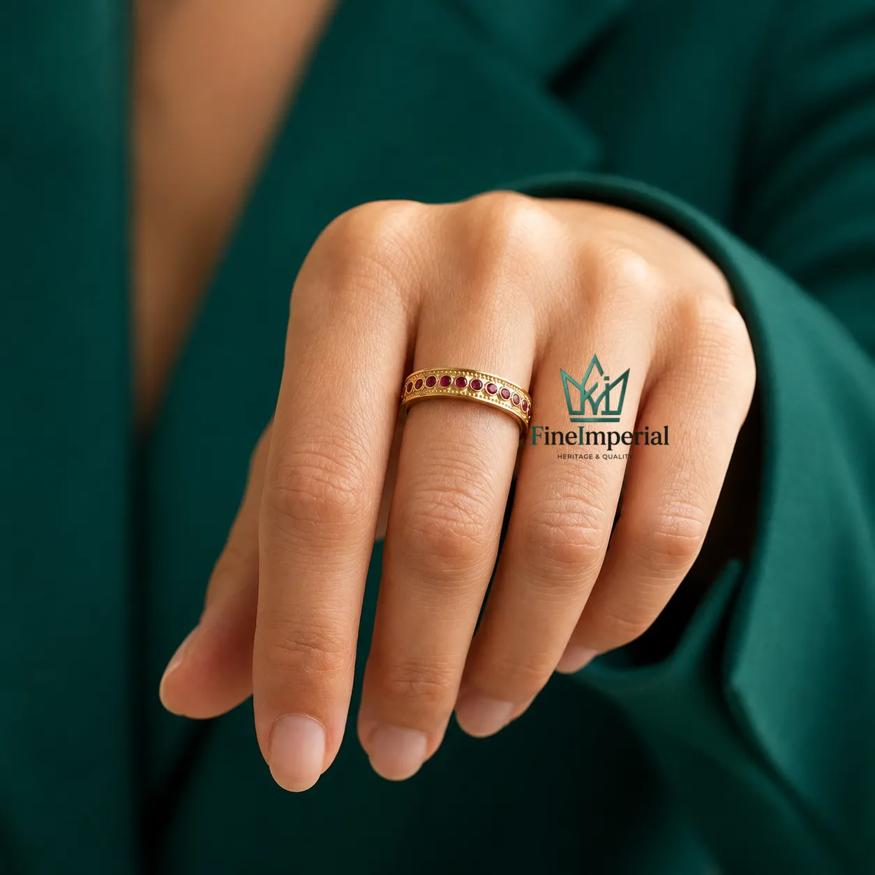 Byzantine Diamond Band, Solid 10K 14K 18K Gold Vintage Milgrain Art Deco Ring - Image 5