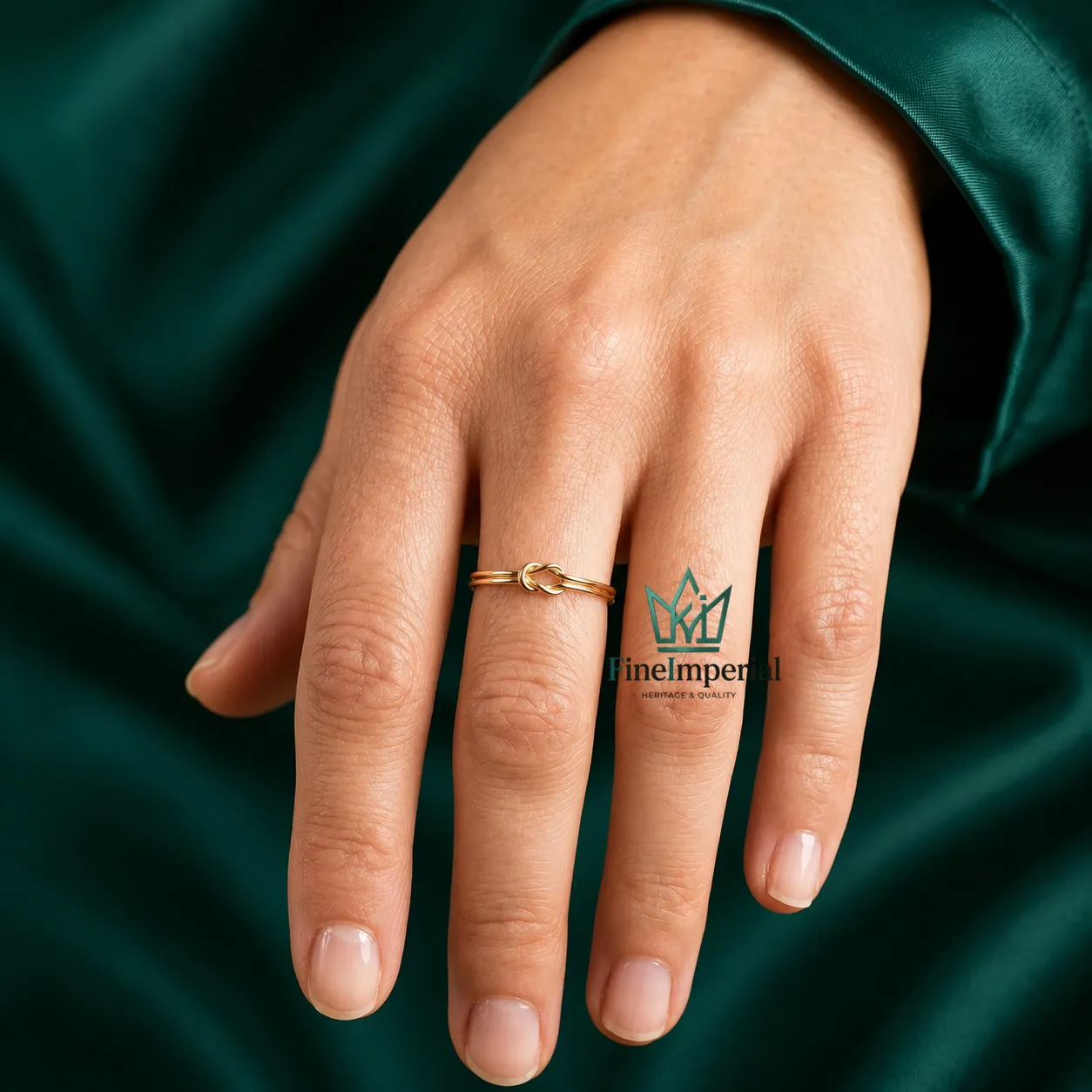 Lovers Knot Gold Ring, Solid 10K 14K 18K Gold Dainty Stackable Knot Ring for Women - Image 6