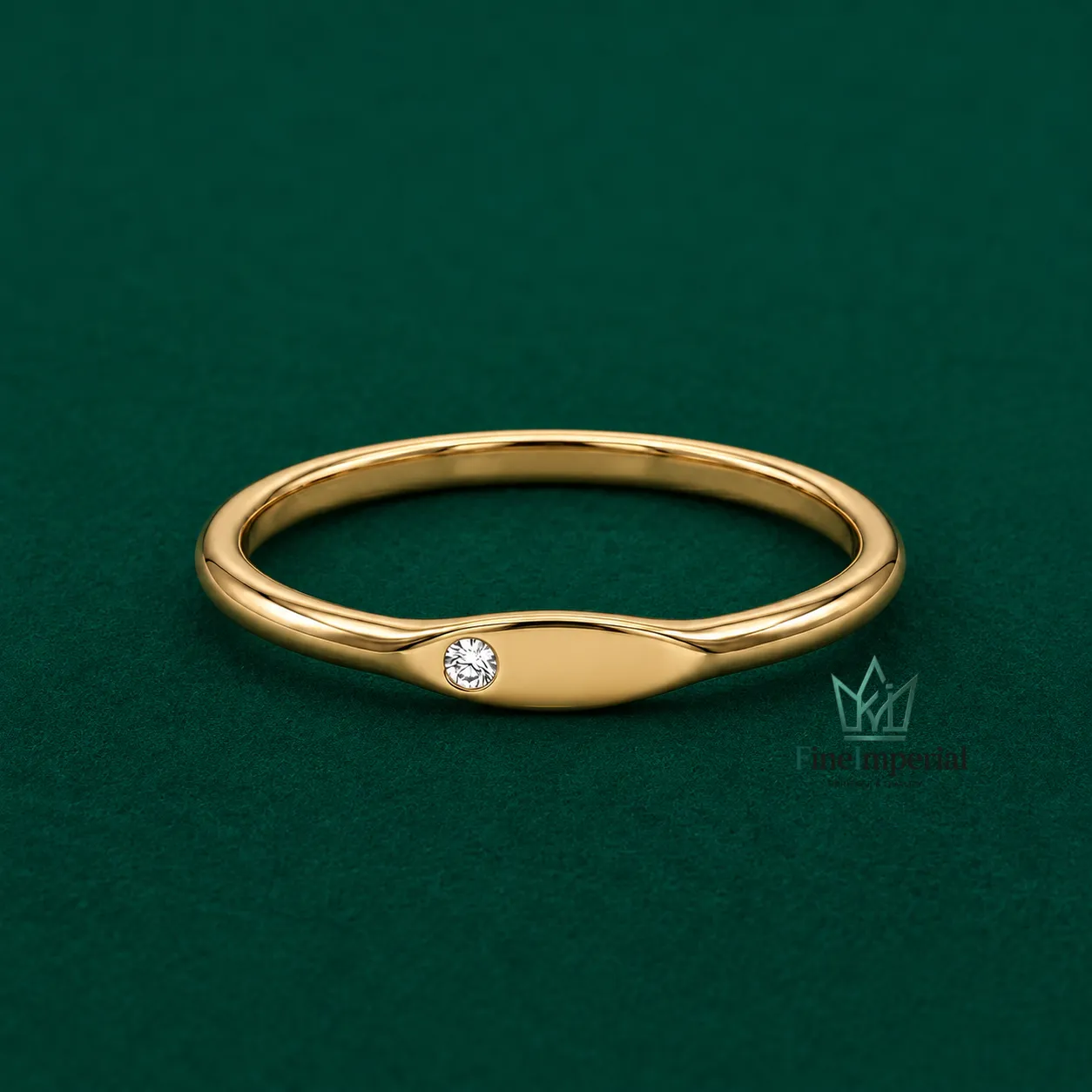 Birthstone Gold Signet Ring, Solid 10K 14K 18K Gold Tiny Pinky Ring, Minimalist Stackable Ring - Image 2