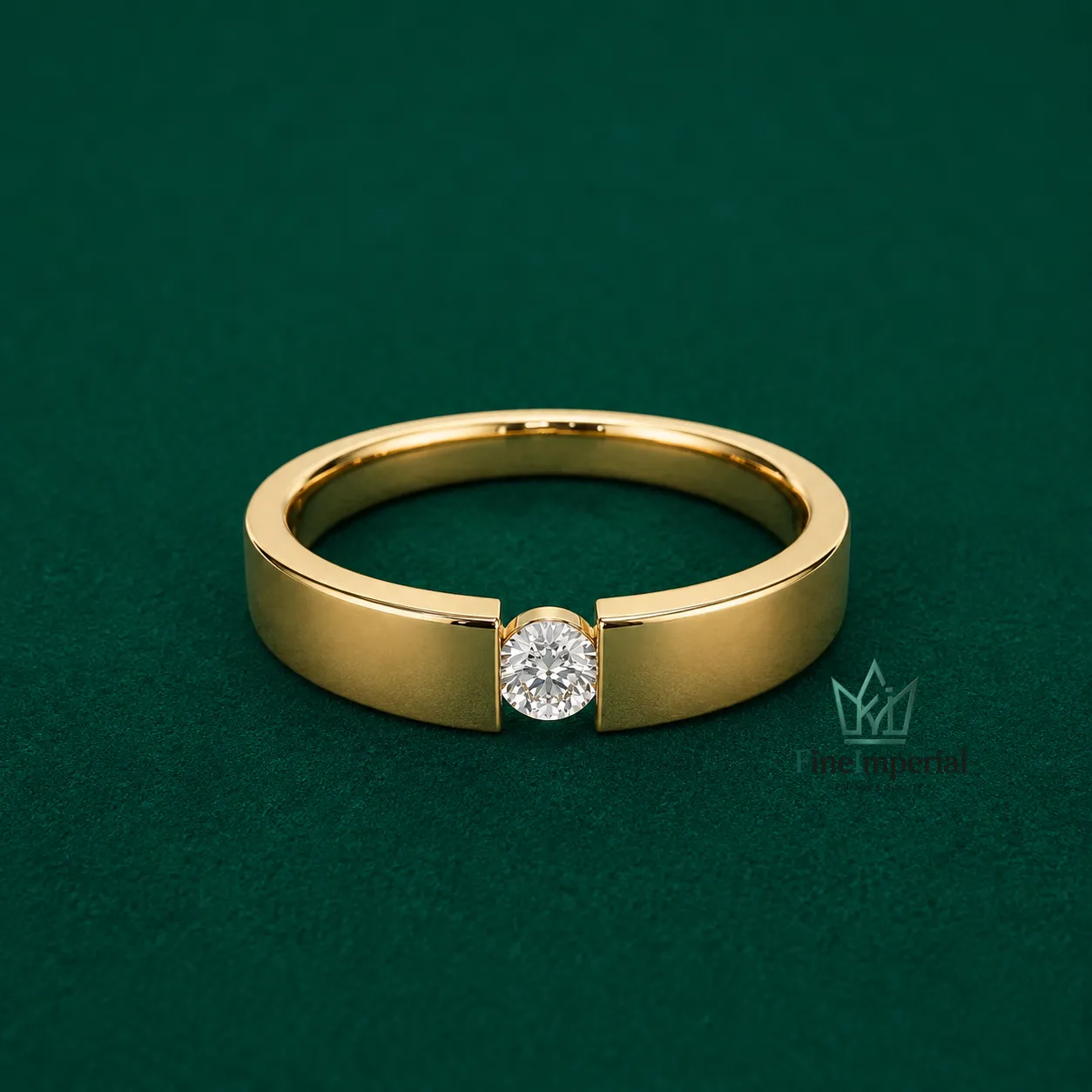 Diamond Solitaire Gold Ring, Solid 10K 14K 18K Gold Pinky Ring, Dainty Promise Stackable Ring - Image 3