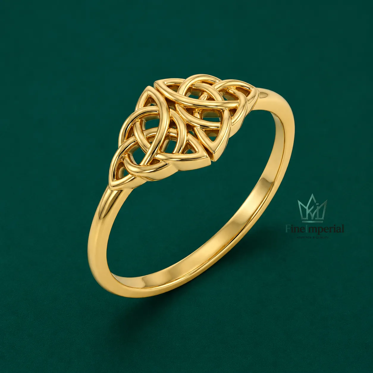 Celtic Knot Gold Ring, Solid 10K 14K 18K Gold Trinity Signet Band, Unisex Irish Ring - Image 3