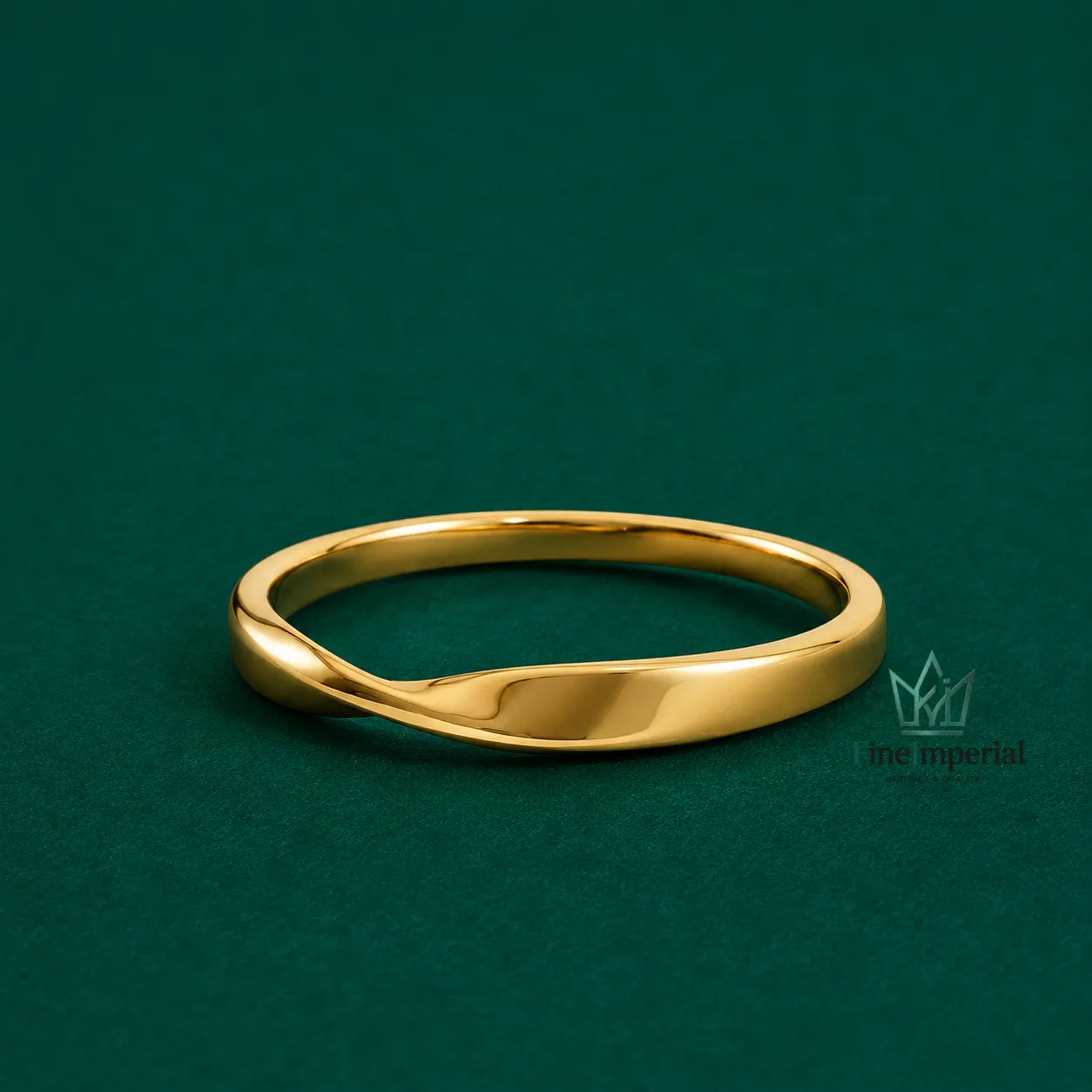 Mobius Gold Ring, Solid 10K 14K 18K Gold Infinity Twist Wedding Band, Unisex Ring - Image 2