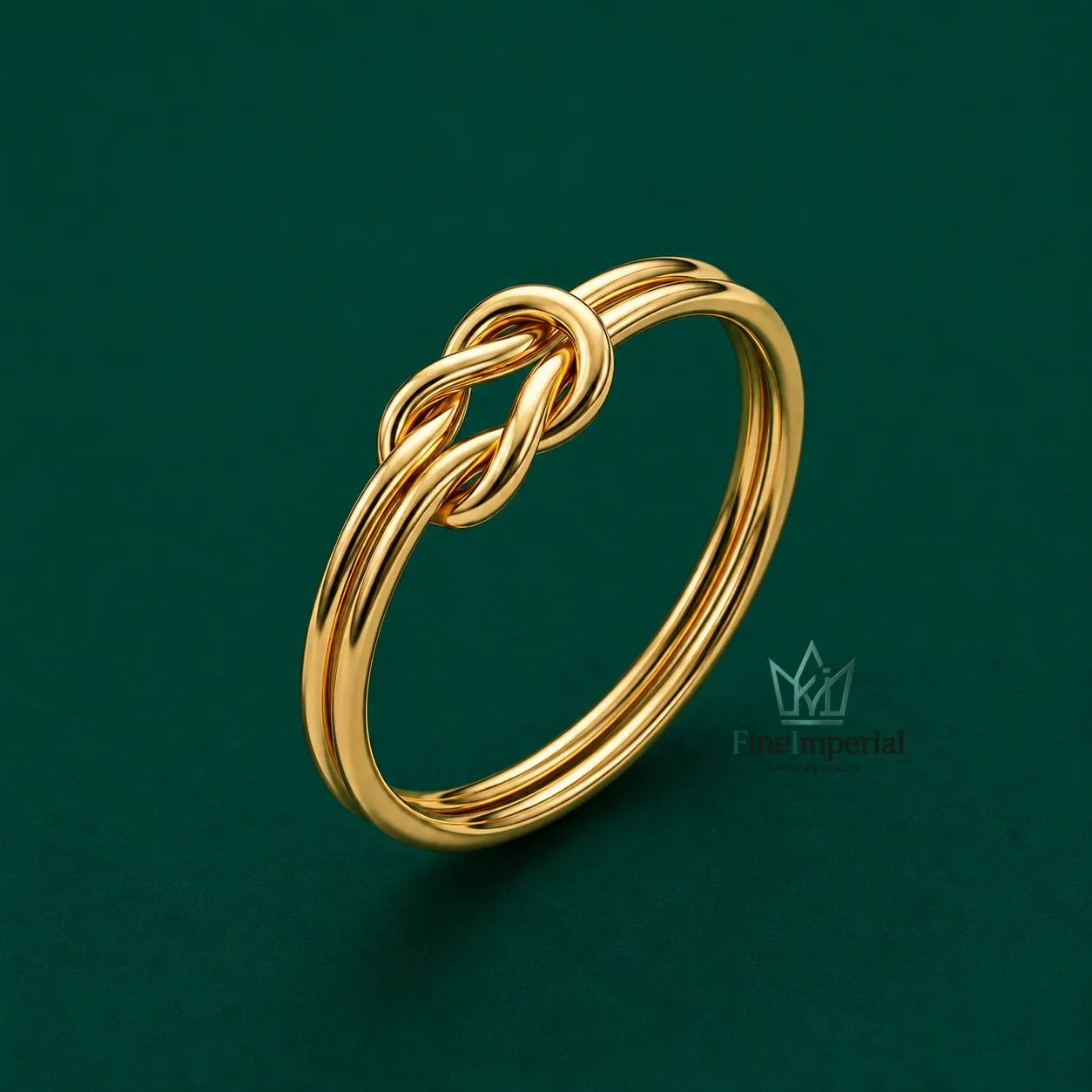 Lovers Knot Gold Ring, Solid 10K 14K 18K Gold Dainty Stackable Knot Ring for Women - Image 2