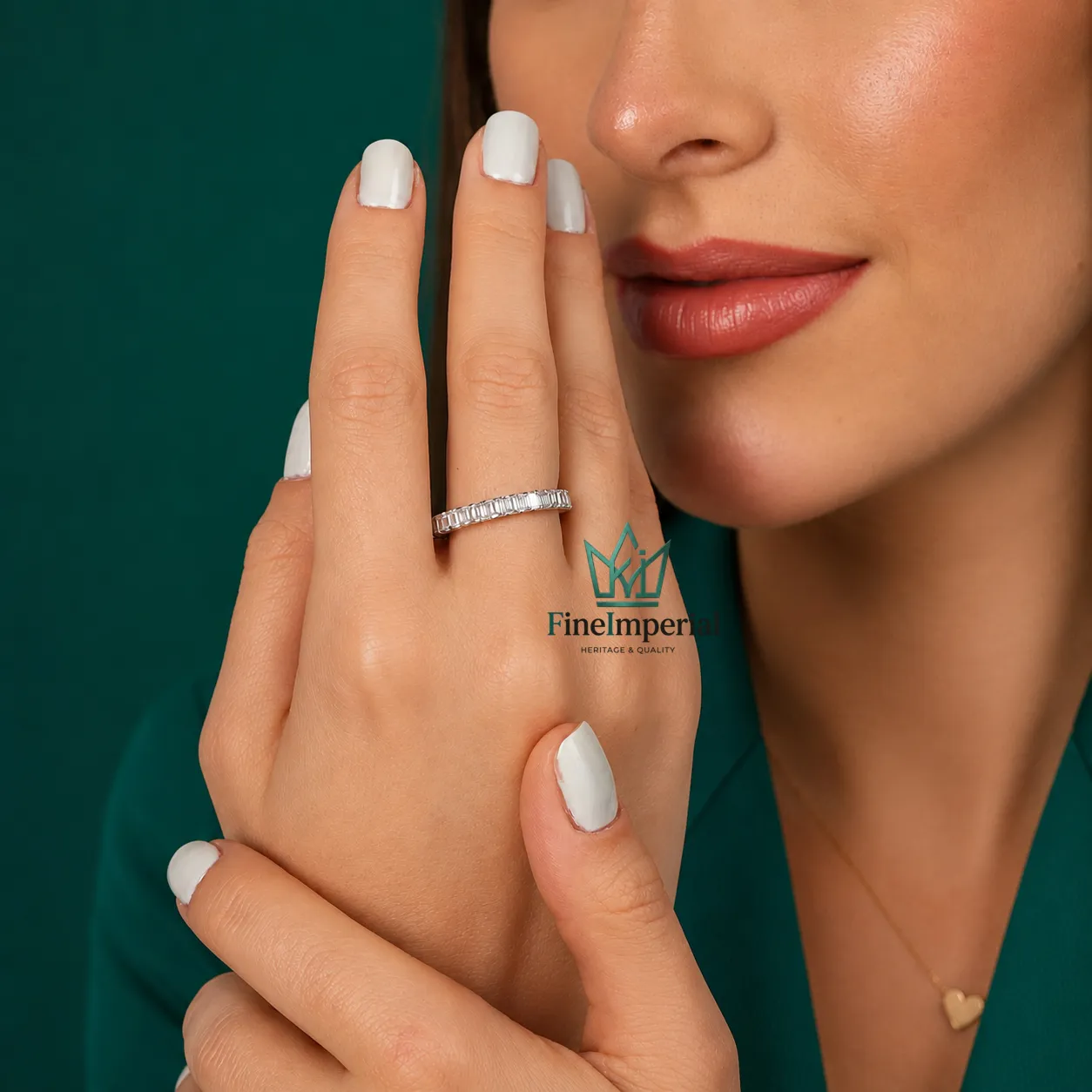 Emerald Cut Lab Grown Diamond Eternity Ring, Solid 10K 14K 18K Gold 2.3 CTTW Wedding Band - Image 4