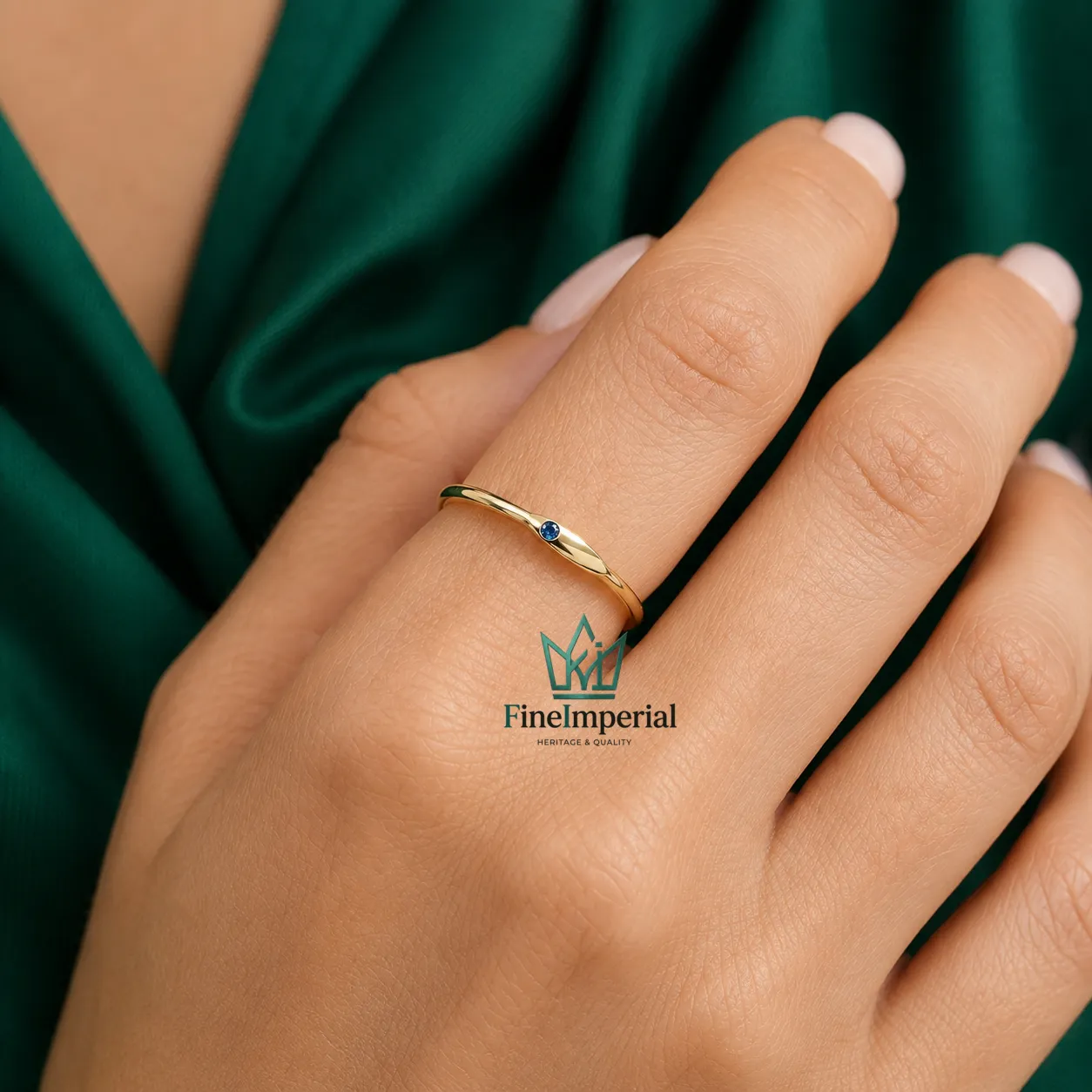 Birthstone Gold Signet Ring, Solid 10K 14K 18K Gold Tiny Pinky Ring, Minimalist Stackable Ring - Image 4