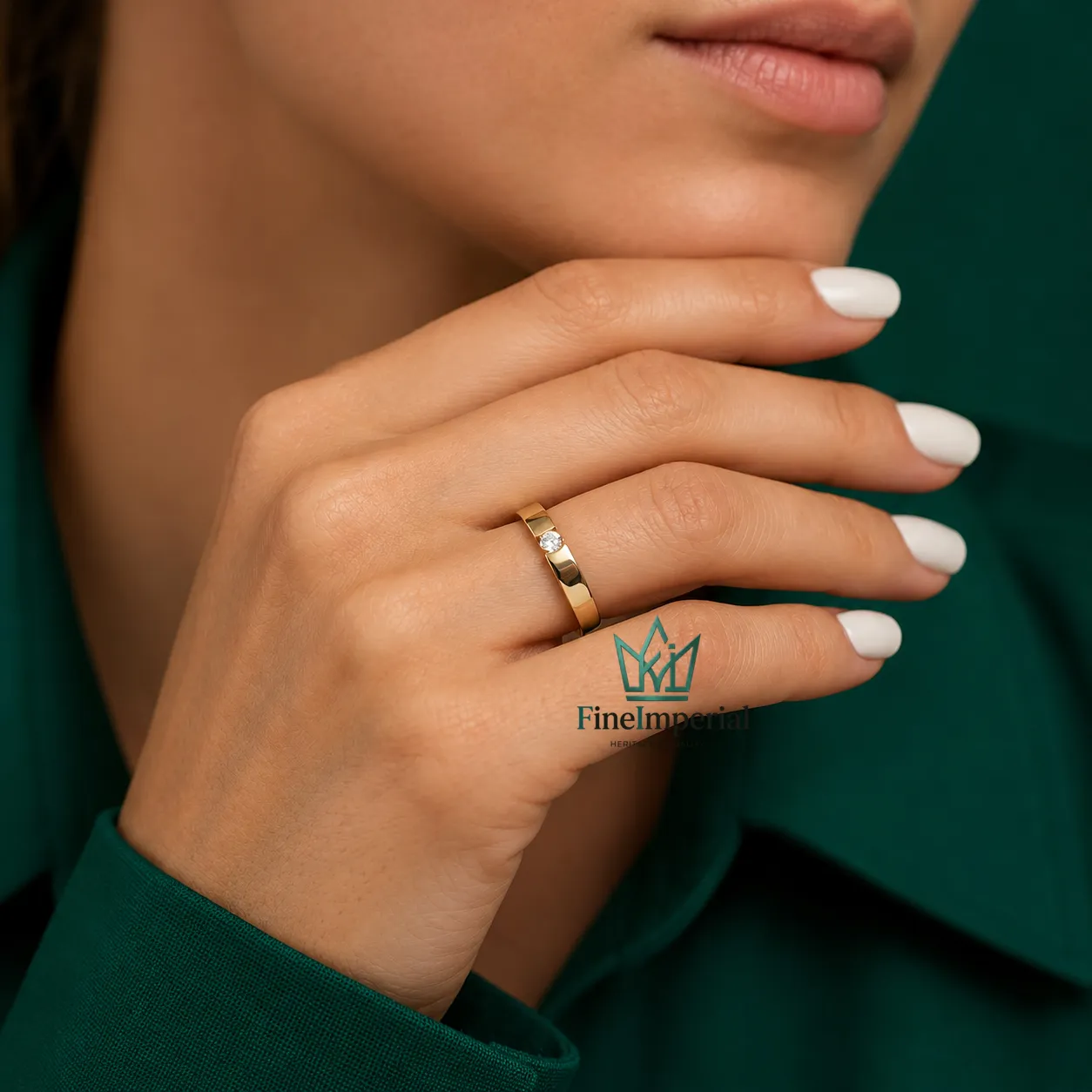 Diamond Solitaire Gold Ring, Solid 10K 14K 18K Gold Pinky Ring, Dainty Promise Stackable Ring - Image 4
