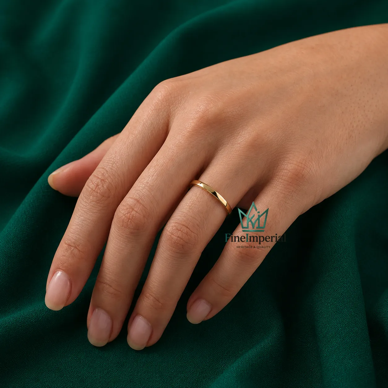 2MM Flat Gold Wedding Band, Solid 10K 14K 18K Gold Thin Stackable Ring for Women - Image 5