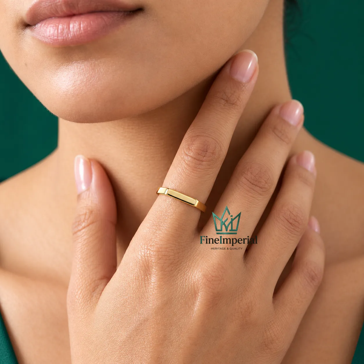 Bar Signet Gold Ring, Solid 10K 14K 18K Gold Rectangle Pinky Ring, Personalized Name Ring - Image 5