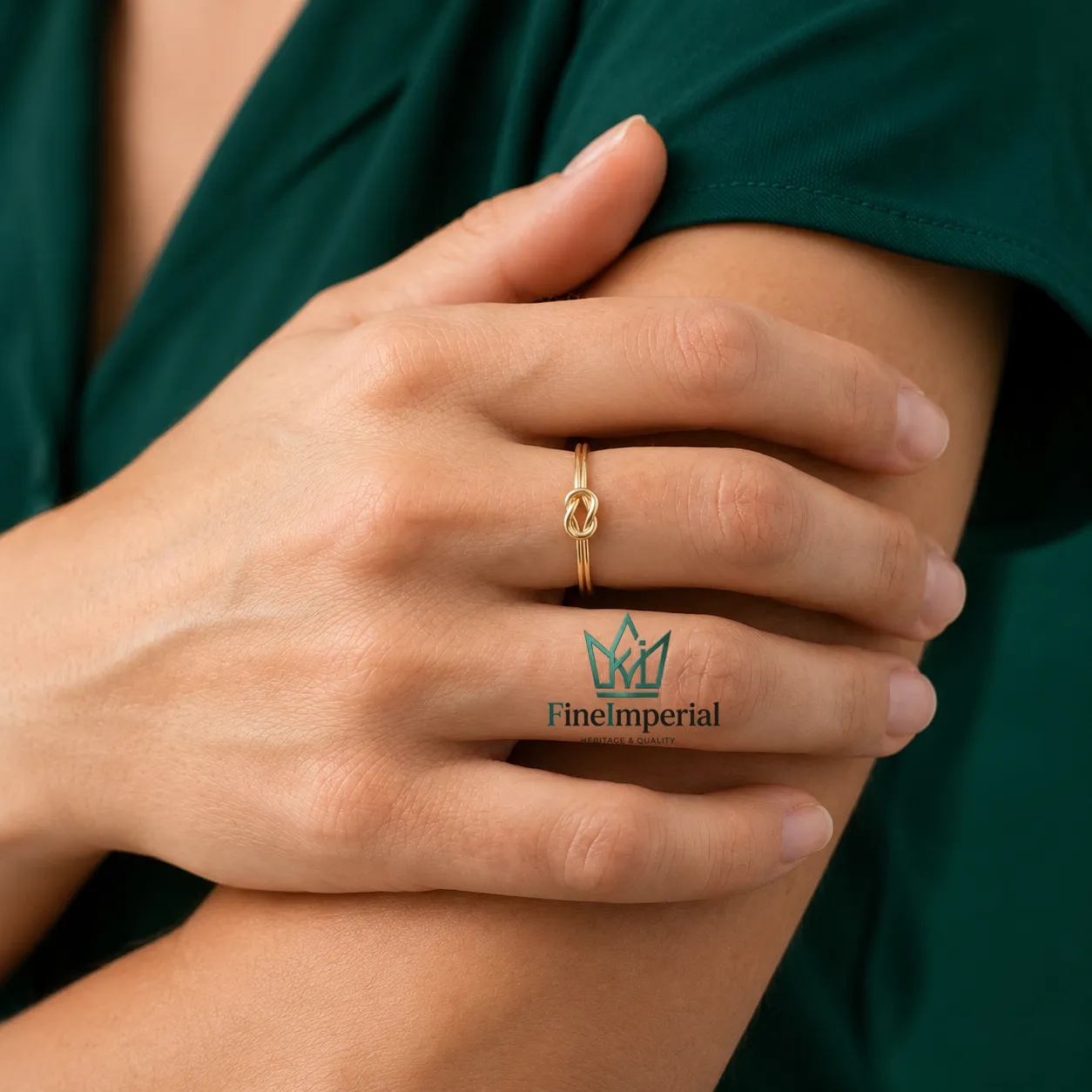 Lovers Knot Gold Ring, Solid 10K 14K 18K Gold Dainty Stackable Knot Ring for Women - Image 7