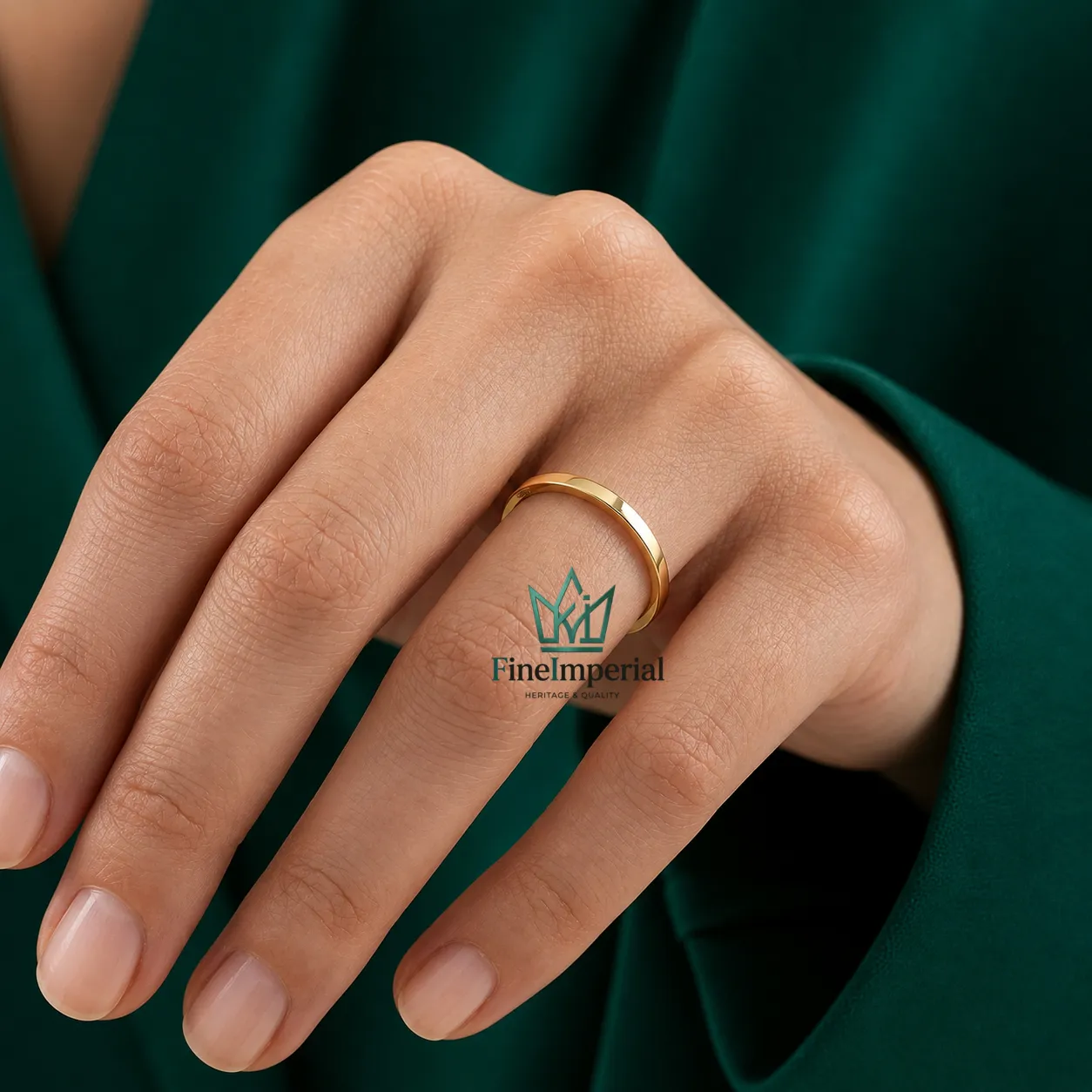 2MM Flat Gold Wedding Band, Solid 10K 14K 18K Gold Thin Stackable Ring for Women - Image 6
