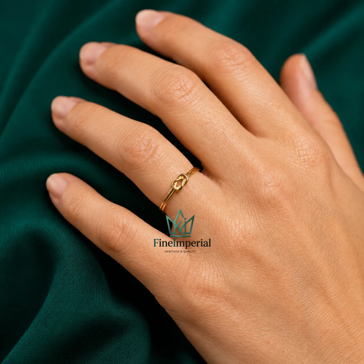 Lovers Knot Gold Ring, Solid 10K 14K 18K Gold Dainty Stackable Knot Ring for Women - Image 8