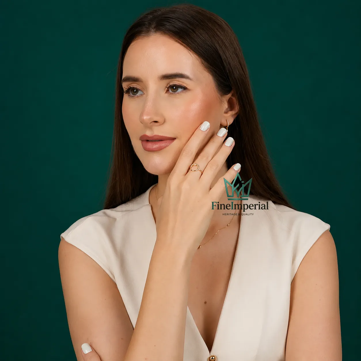 Open Circle Diamond Ring, Solid 10K 14K 18K Gold Minimalist Dainty Circle Ring - Image 7