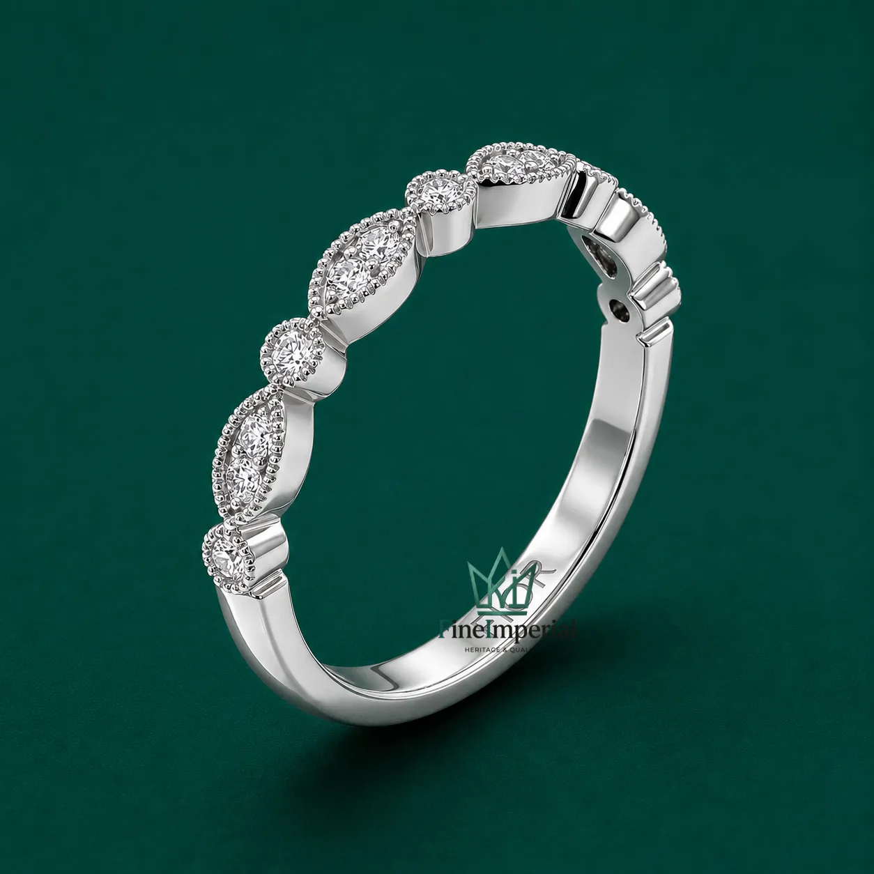 Art Deco Garnet Ring, Solid 10K 14K 18K Gold Half Eternity Stackable Gemstone Band - Image 3