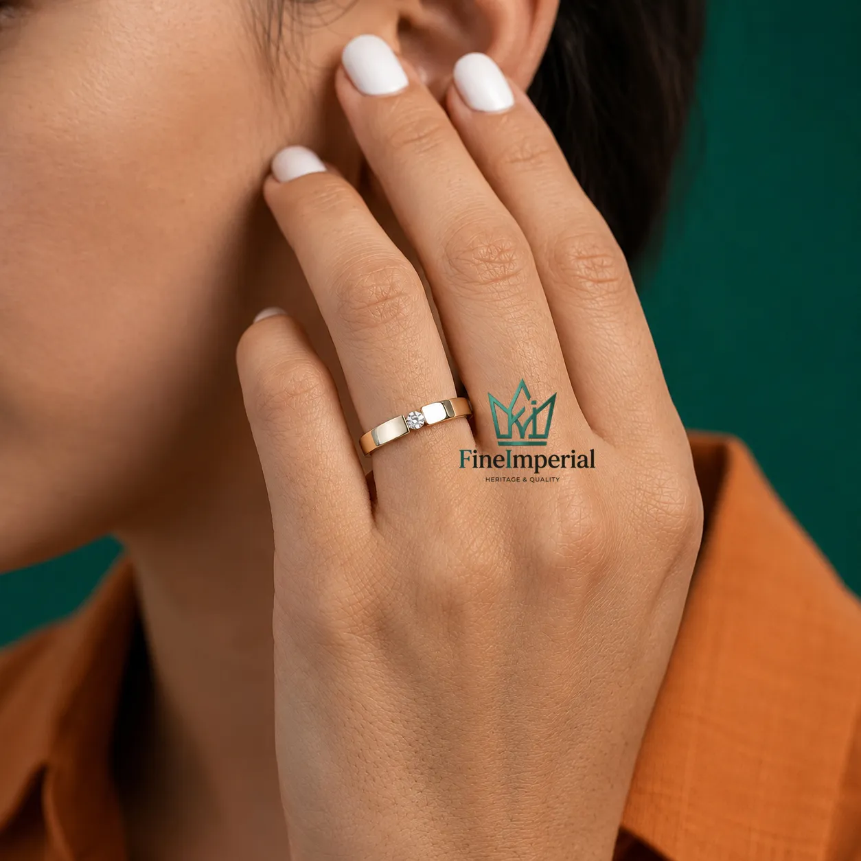 Diamond Solitaire Gold Ring, Solid 10K 14K 18K Gold Pinky Ring, Dainty Promise Stackable Ring - Image 6