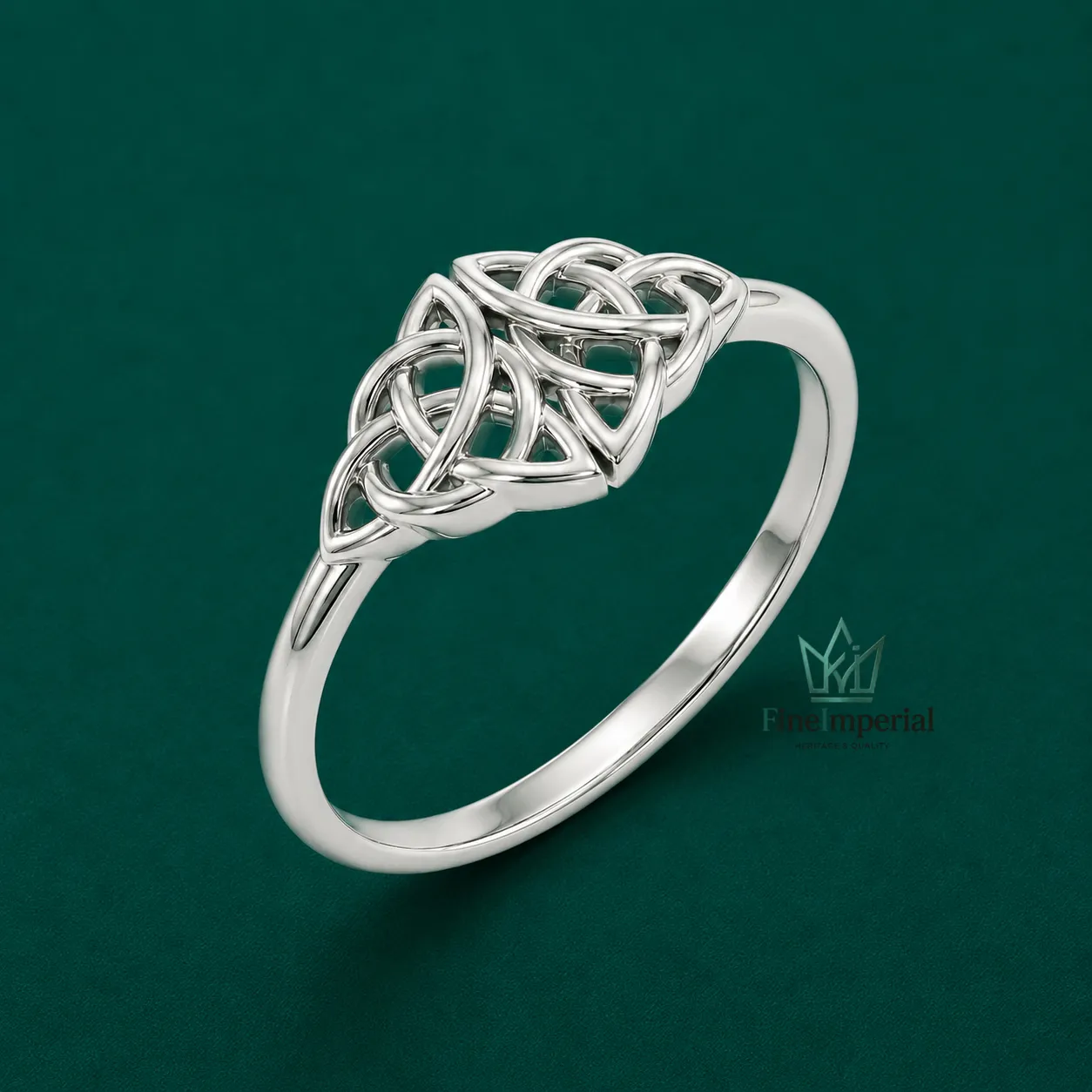 Celtic Knot Gold Ring, Solid 10K 14K 18K Gold Trinity Signet Band, Unisex Irish Ring - Image 4