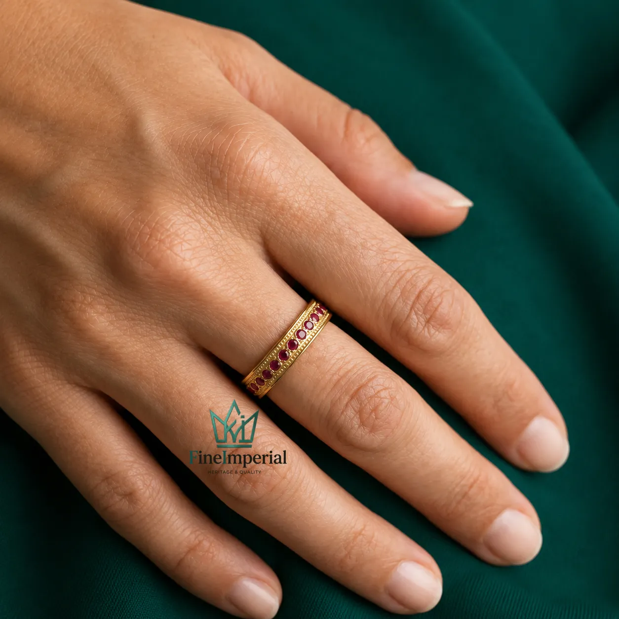 Byzantine Diamond Band, Solid 10K 14K 18K Gold Vintage Milgrain Art Deco Ring - Image 8