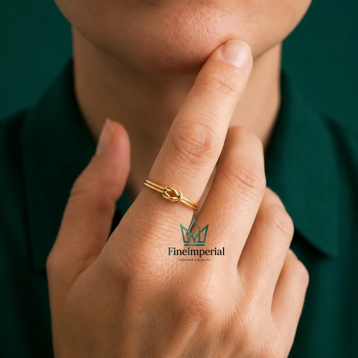 Lovers Knot Gold Ring, Solid 10K 14K 18K Gold Dainty Stackable Knot Ring for Women - Image 9