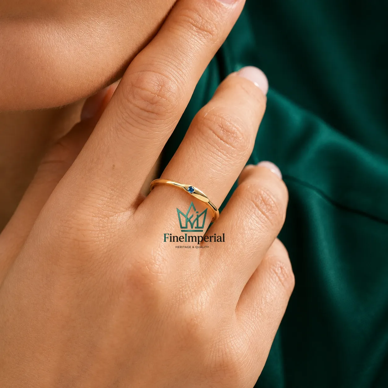 Birthstone Gold Signet Ring, Solid 10K 14K 18K Gold Tiny Pinky Ring, Minimalist Stackable Ring - Image 7