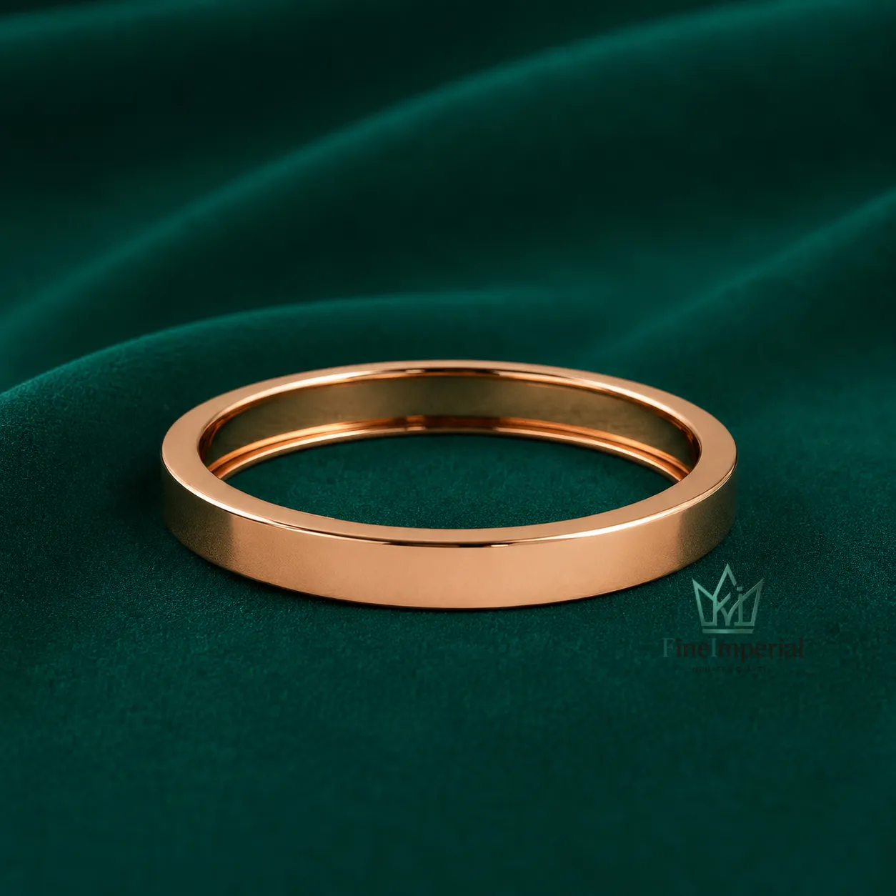 2MM Flat Gold Wedding Band, Solid 10K 14K 18K Gold Thin Stackable Ring for Women - Image 3