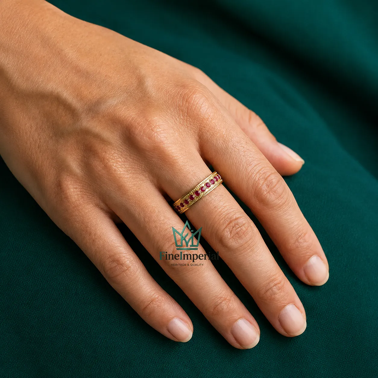 Byzantine Diamond Band, Solid 10K 14K 18K Gold Vintage Milgrain Art Deco Ring - Image 9