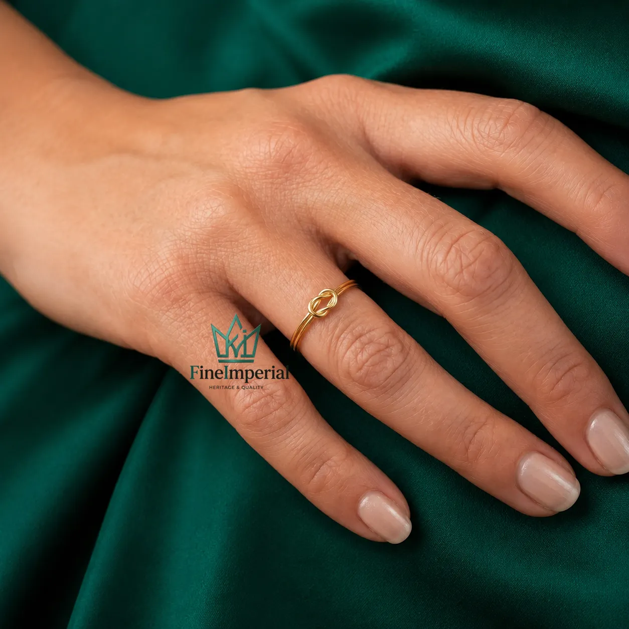 Lovers Knot Gold Ring, Solid 10K 14K 18K Gold Dainty Stackable Knot Ring for Women - Image 10