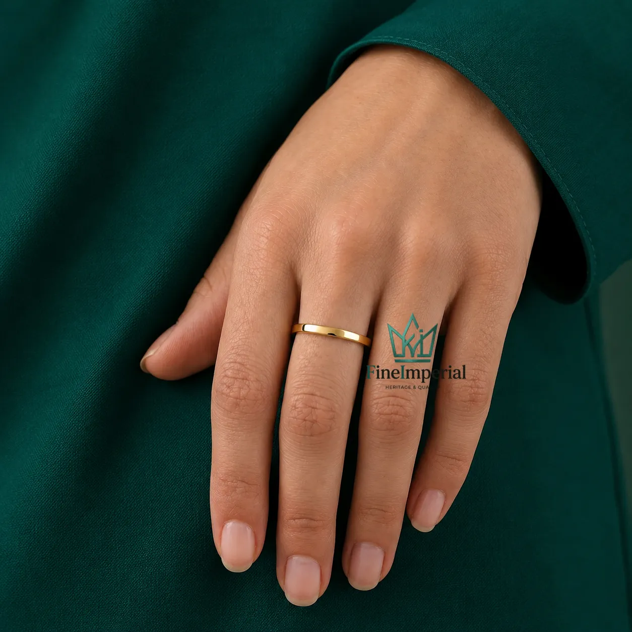 2MM Flat Gold Wedding Band, Solid 10K 14K 18K Gold Thin Stackable Ring for Women - Image 8