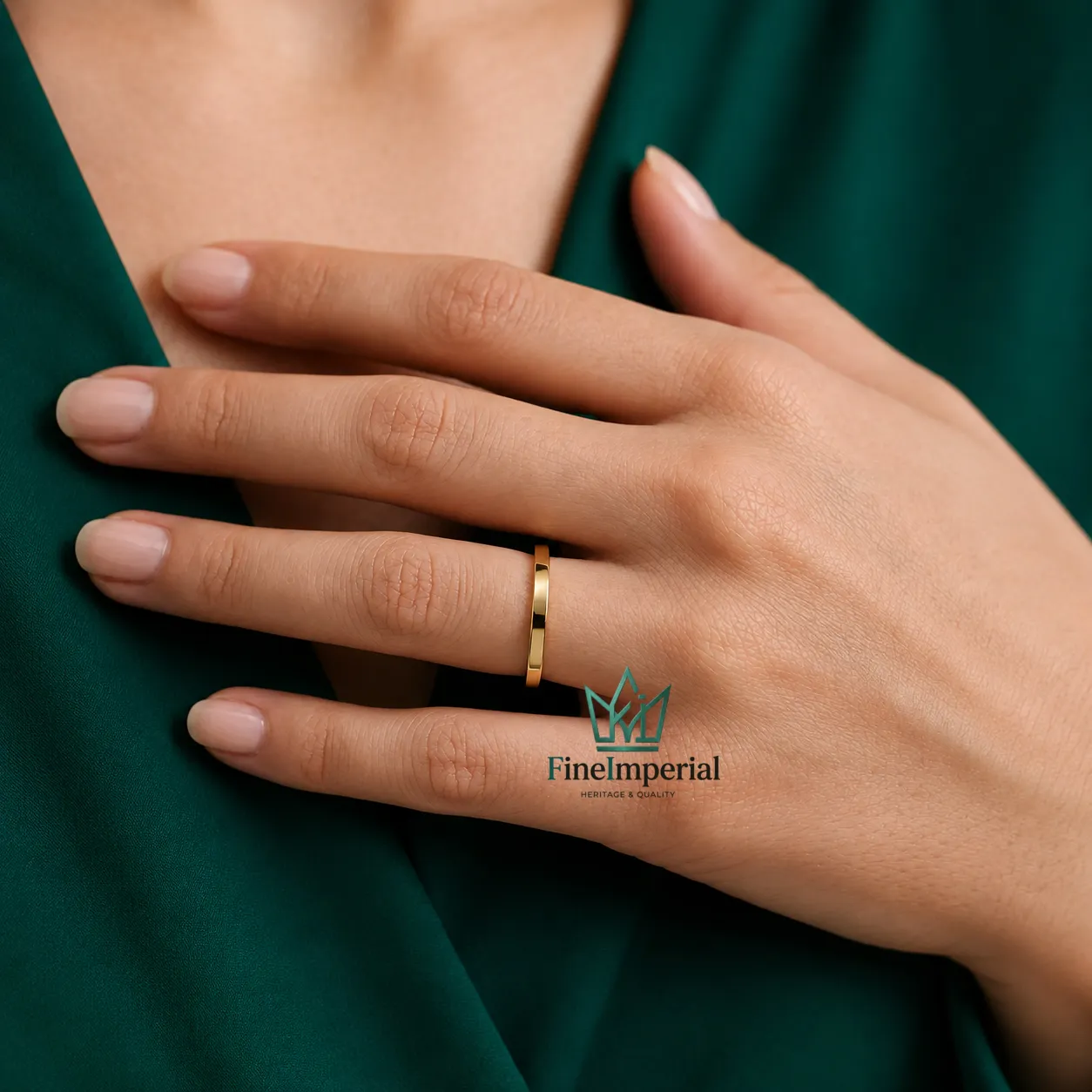 2MM Flat Gold Wedding Band, Solid 10K 14K 18K Gold Thin Stackable Ring for Women - Image 9