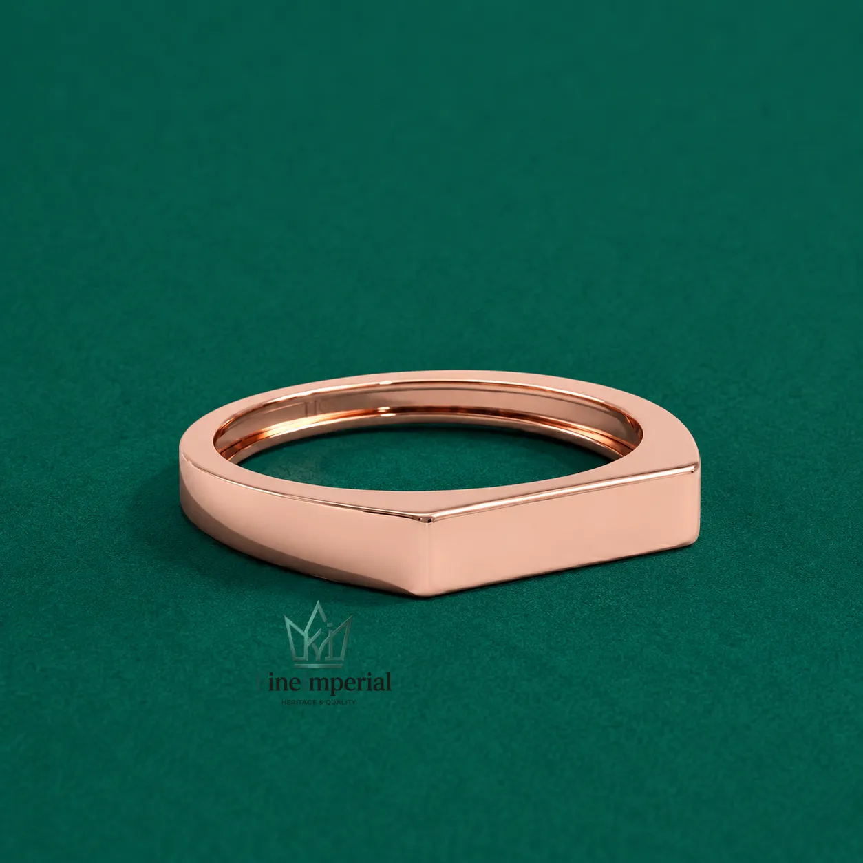 Bar Signet Gold Ring, Solid 10K 14K 18K Gold Rectangle Pinky Ring, Personalized Name Ring - Image 3