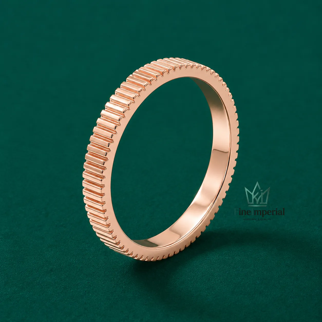 Ribbed Gold Wedding Band, Solid 10K 14K 18K Gold Dainty Stackable Minimalist Ring - Image 3