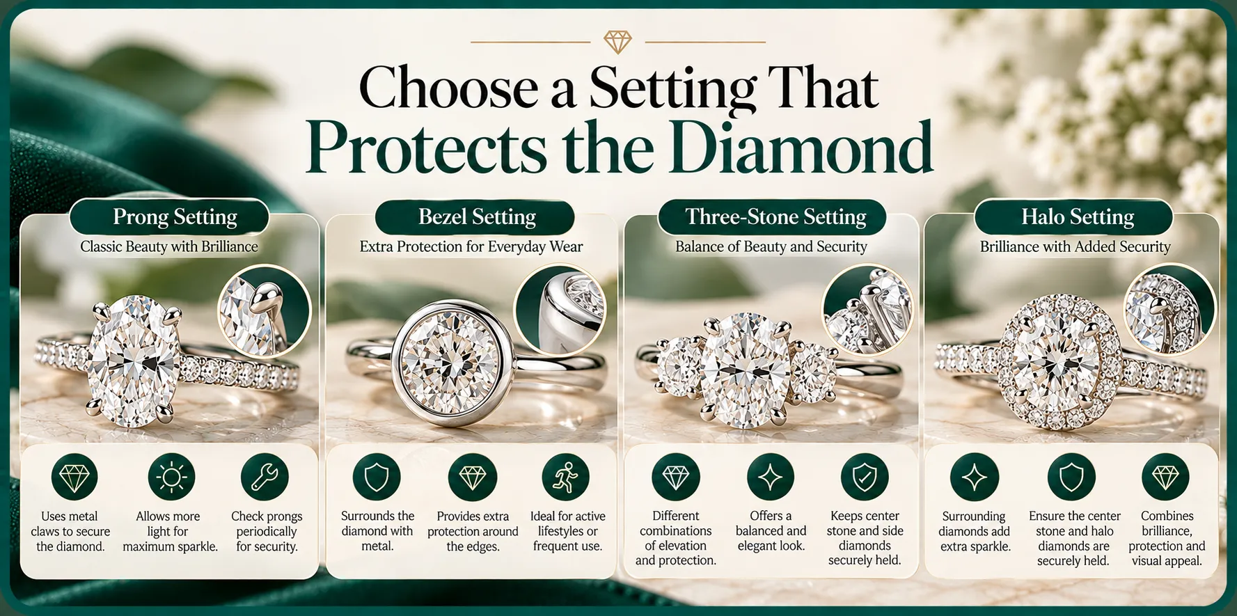Choose a Setting That Protects the Diamond Choose a Setting That Protects the Diamond