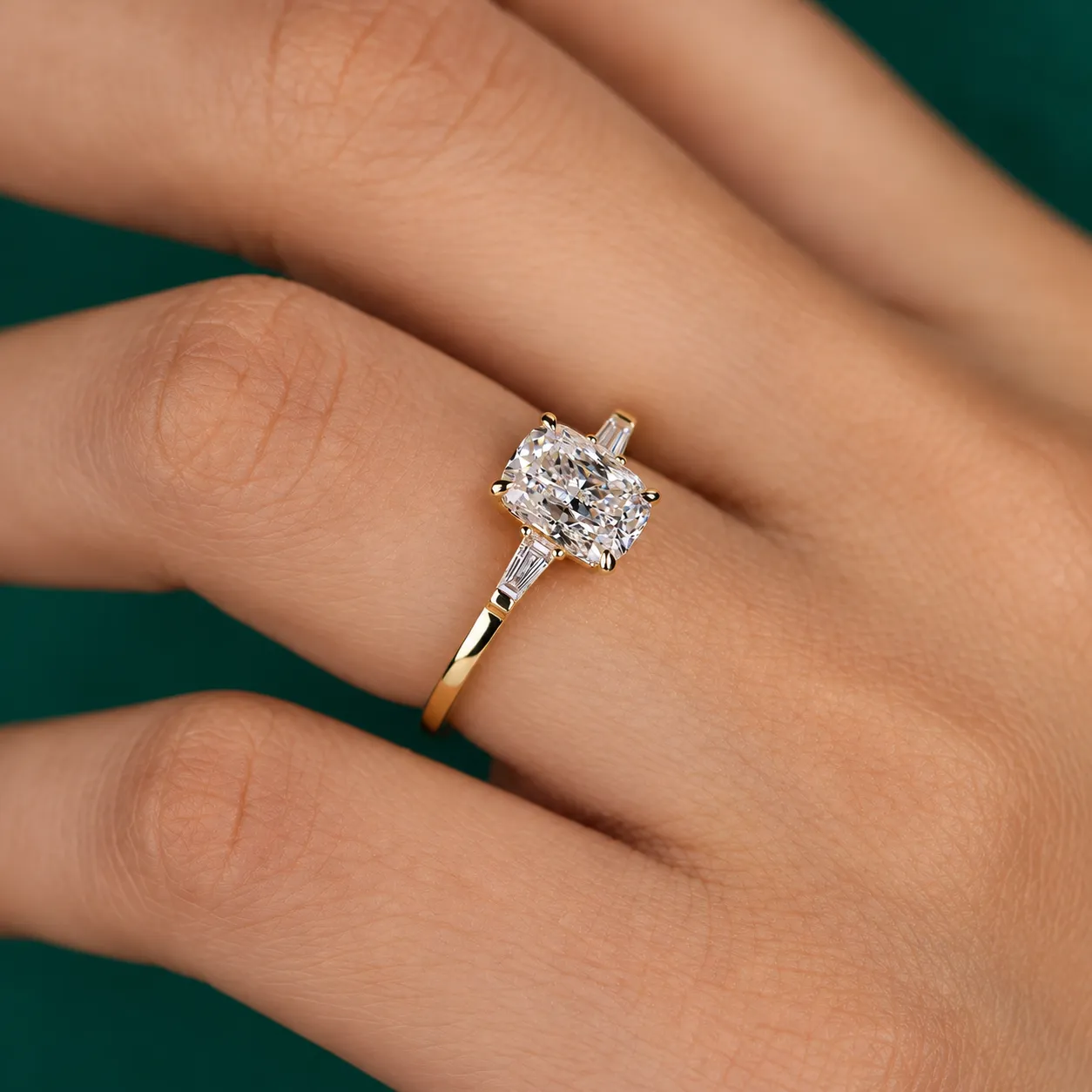 Diamond Engagement Ring Cushion Diamond Ring Unique 3 Diamond Wedding Ring Genuine Lab Grown Diamond Ring Anniversary Ring for Wife Gift - Image 5