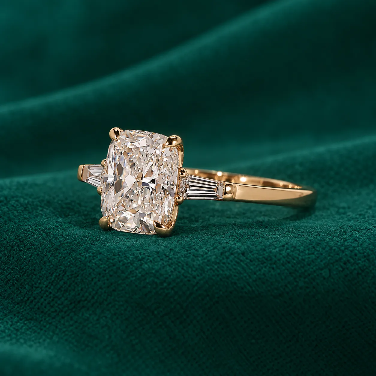 Diamond Engagement Ring Cushion Diamond Ring Unique 3 Diamond Wedding Ring Genuine Lab Grown Diamond Ring Anniversary Ring for Wife Gift - Image 2