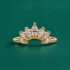Custom curved marquise lab grown diamond wedding band