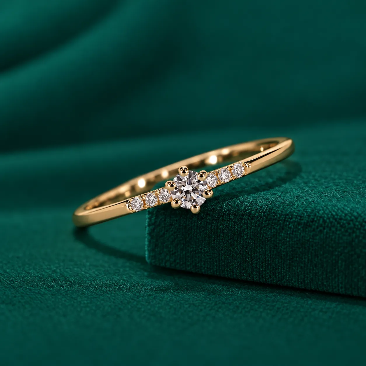 Round Diamond Engagement Ring Minimalist Wedding Ring for Her Handmade Dainty Promise Ring for Girlfriend Tiny Seven Stone Anniversary Ring - Image 2