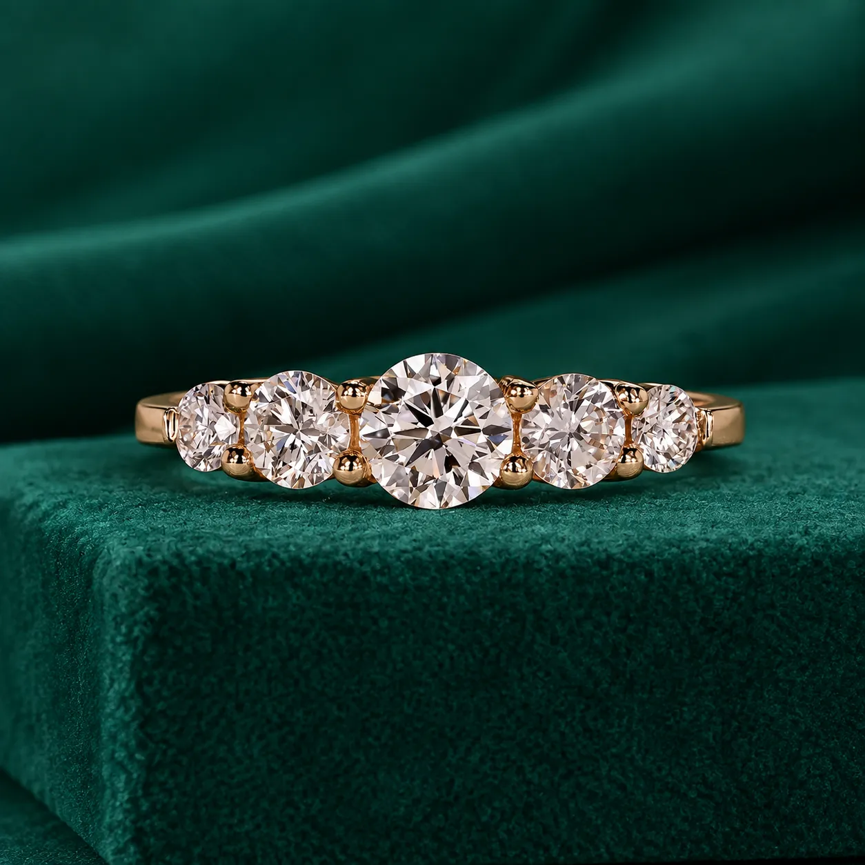 Five stone graduated diamond engagement ring