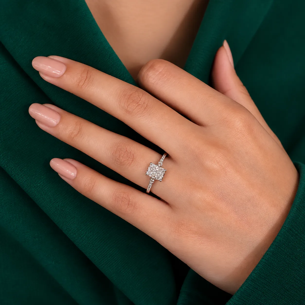 Five stone lab grown diamond engagement ring