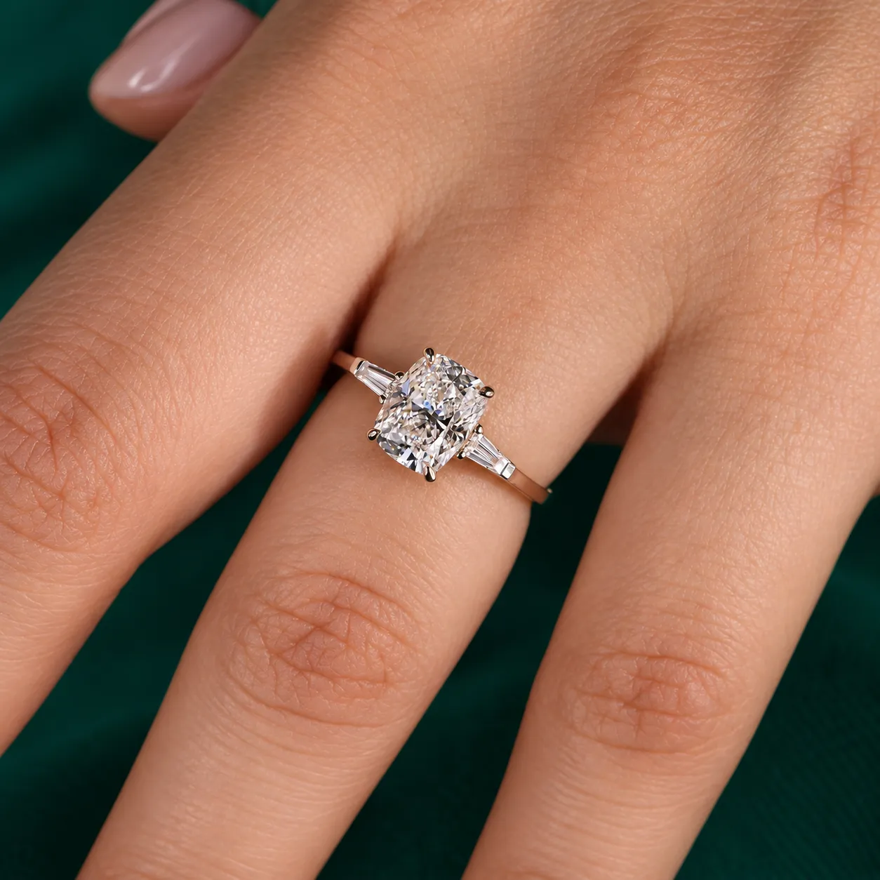 Diamond Engagement Ring Cushion Diamond Ring Unique 3 Diamond Wedding Ring Genuine Lab Grown Diamond Ring Anniversary Ring for Wife Gift - Image 7