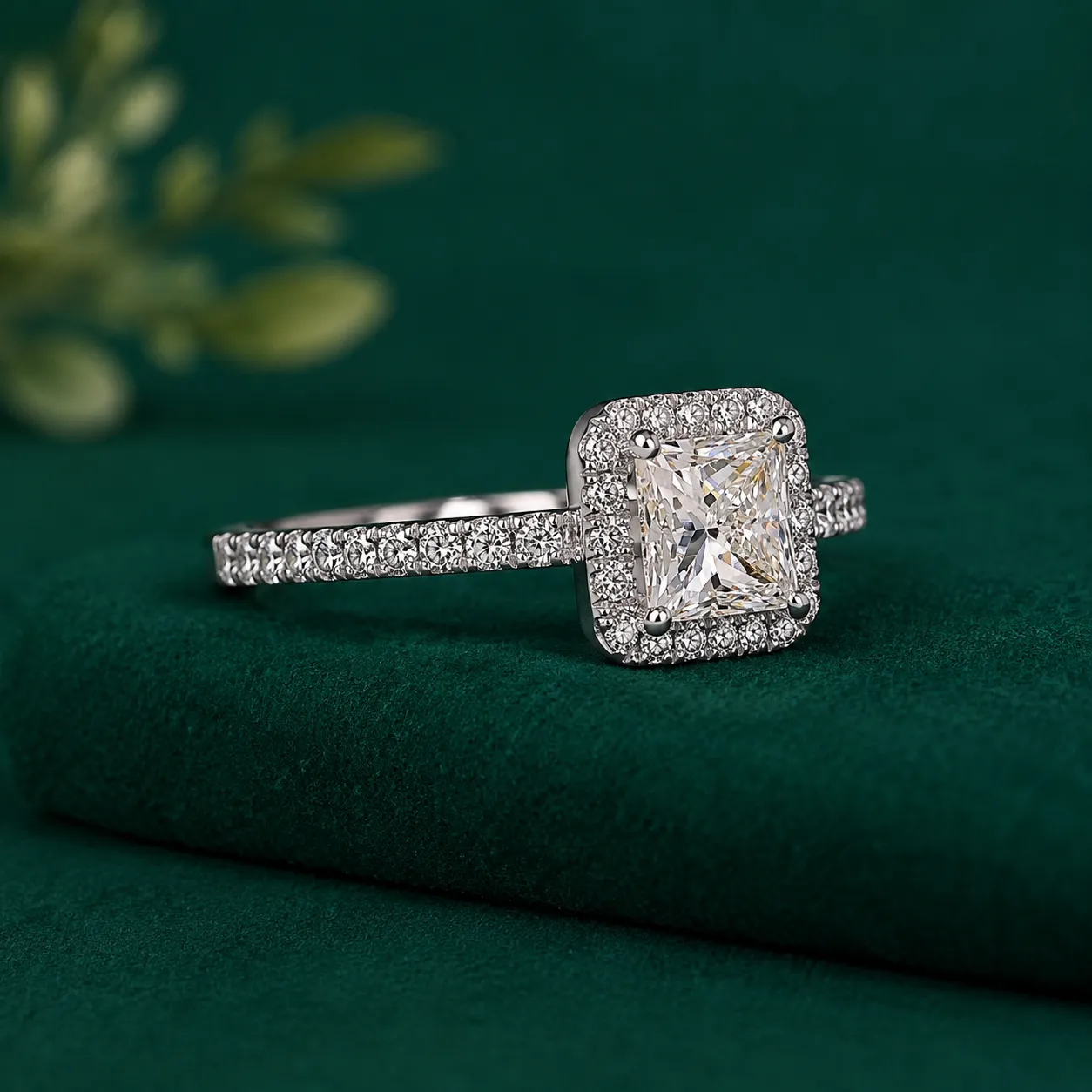 Halo lab grown diamond engagement ring
