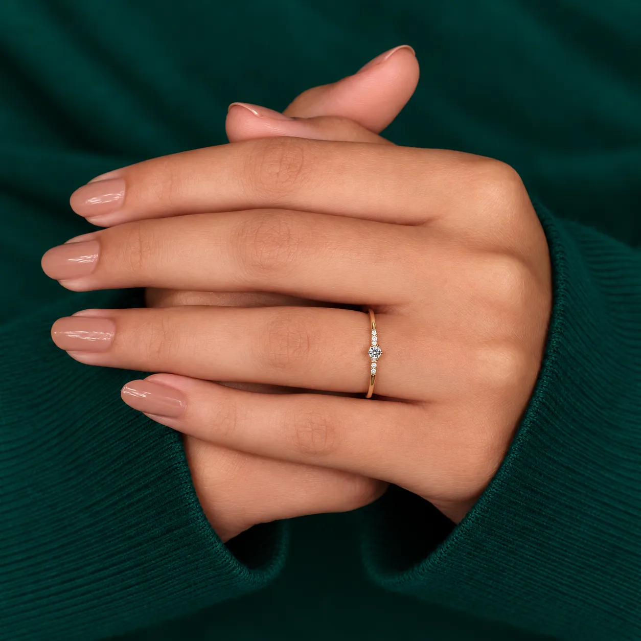 Round Diamond Engagement Ring Minimalist Wedding Ring for Her Handmade Dainty Promise Ring for Girlfriend Tiny Seven Stone Anniversary Ring - Image 6