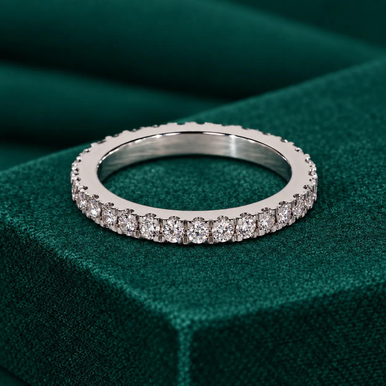 Real Lab Diamond Full Eternity Ring Round Diamond Stacking Ring Anniversary Gift for Women Pave Lab Diamond Ring Solid Gold Stacking Ring - Image 2