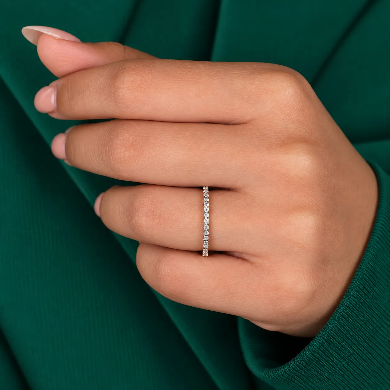 Full Eternity Wedding Band Real Lab Grown Diamond Ring Round Cut Diamond Stacking Ring Minimalist Stackable Ring for Women Anniversary Gifts - Image 6
