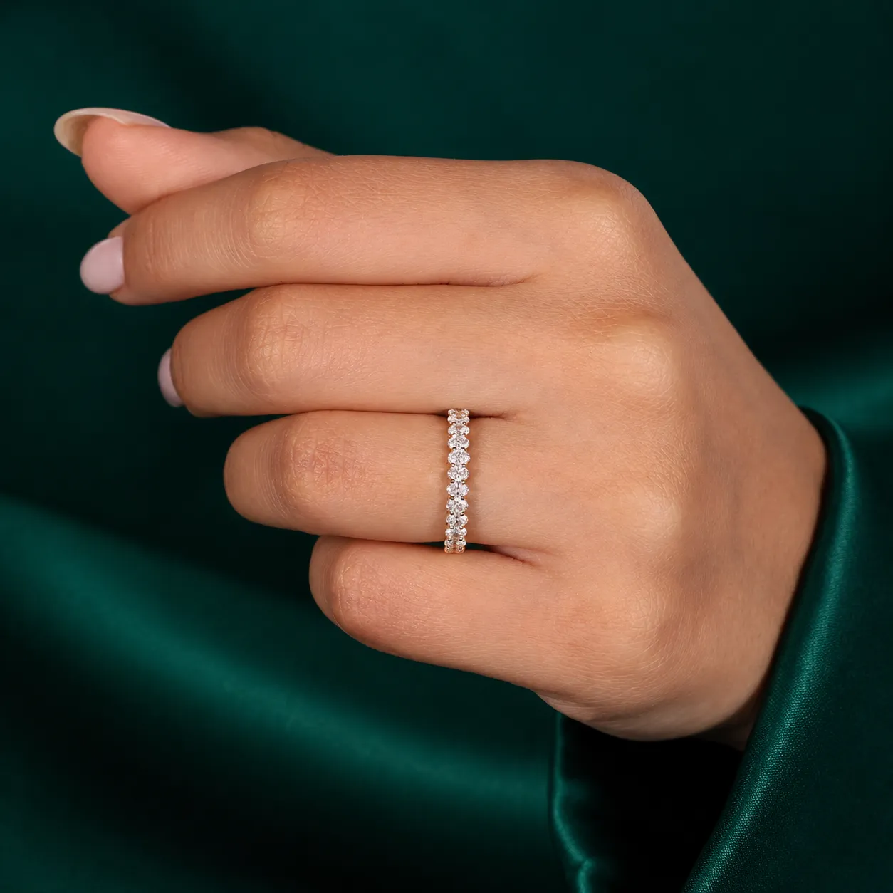 Lab grown oval diamond anniversary band