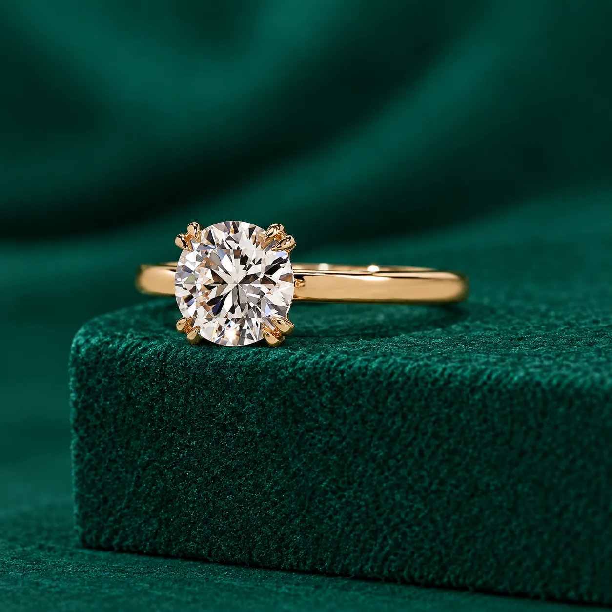 Round Lab Grown Diamond Ring Solitaire Diamond Engagement Ring Round Diamond Wedding Ring for Her Minimalist Anniversary Ring Proposal Ring - Image 2