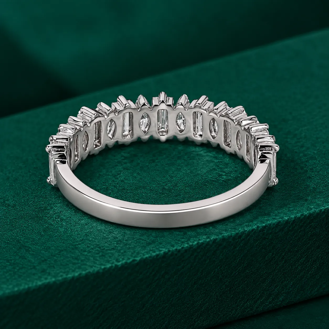 Baguette Marquise Diamond Wedding Band Half Eternity Band for Her Anniversary Ring Lab Grown Diamond Stackable Ring Bridal Set Matching Ring - Image 4