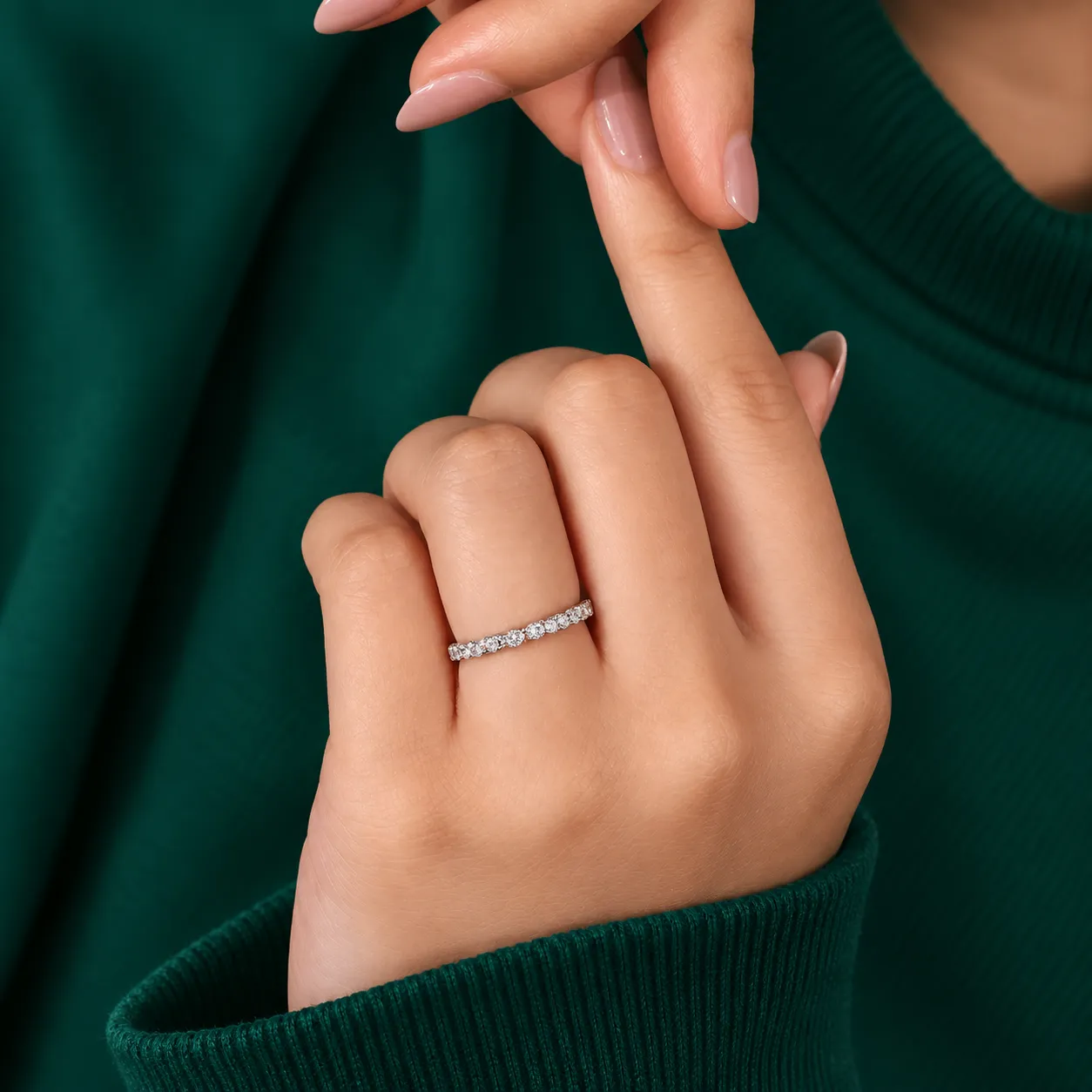 Marquise diamond bridal wedding band