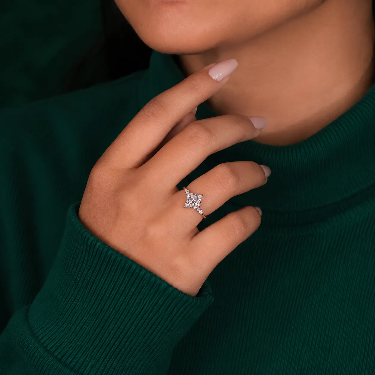 Marquise diamond proposal ring for her